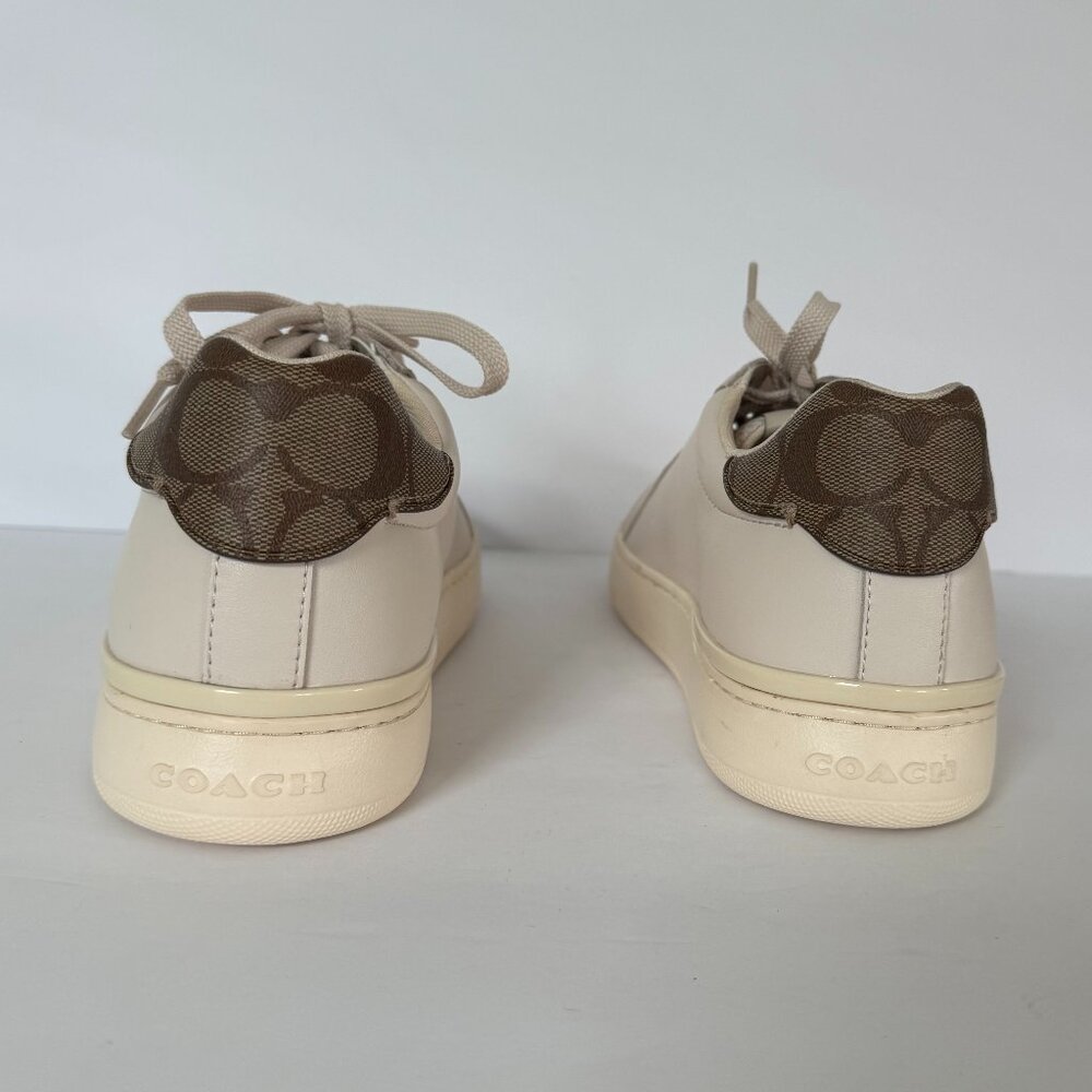 Coach Women's Clip Leather Low Top Sneaker Size 11B NEW Cream/Brown Monogram - Picture 4 of 11